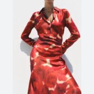 ZARA PRINTED SATIN EFFECT DRESS ZW COLLECTION
RED